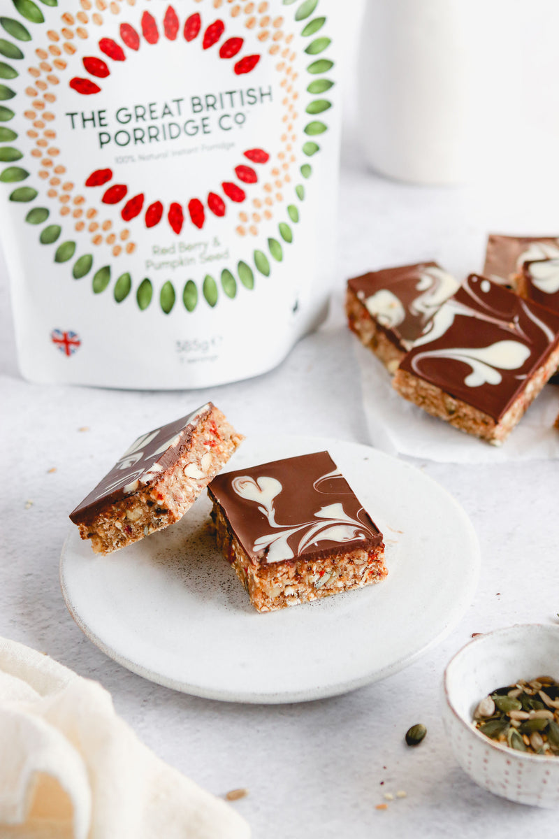 Red Berries and Pumpkin Seeds Bars (GF, V) The Great British Porridge Co