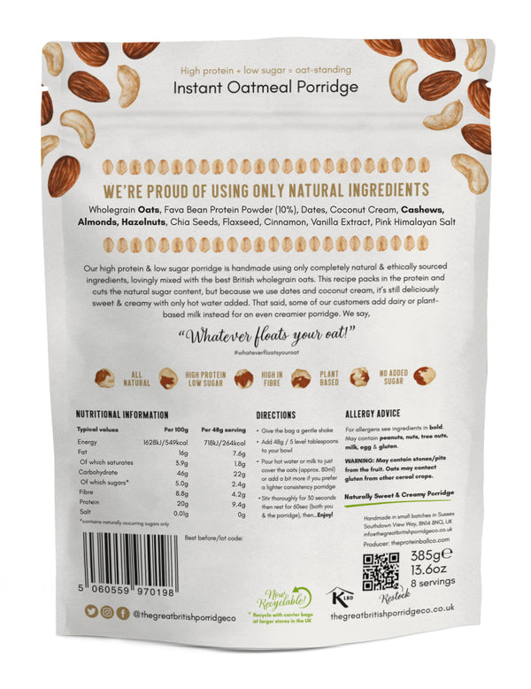 High Protein, Low Sugar Single Porridge Pouch