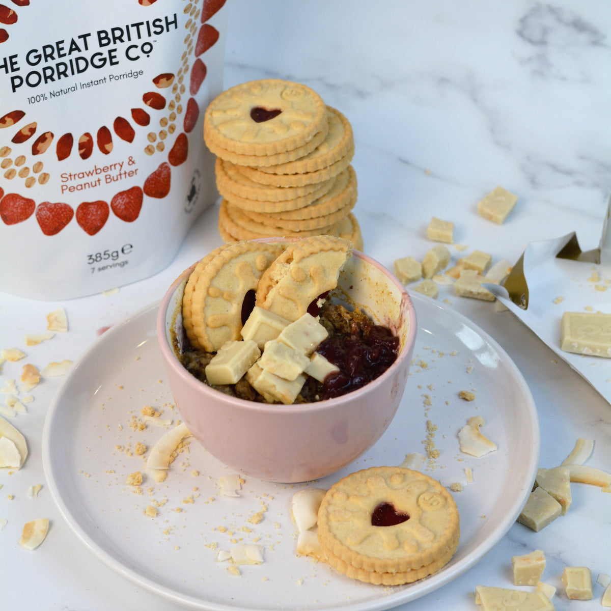 Jammie Dodger Overnight Oat Cake The Great British Porridge Co