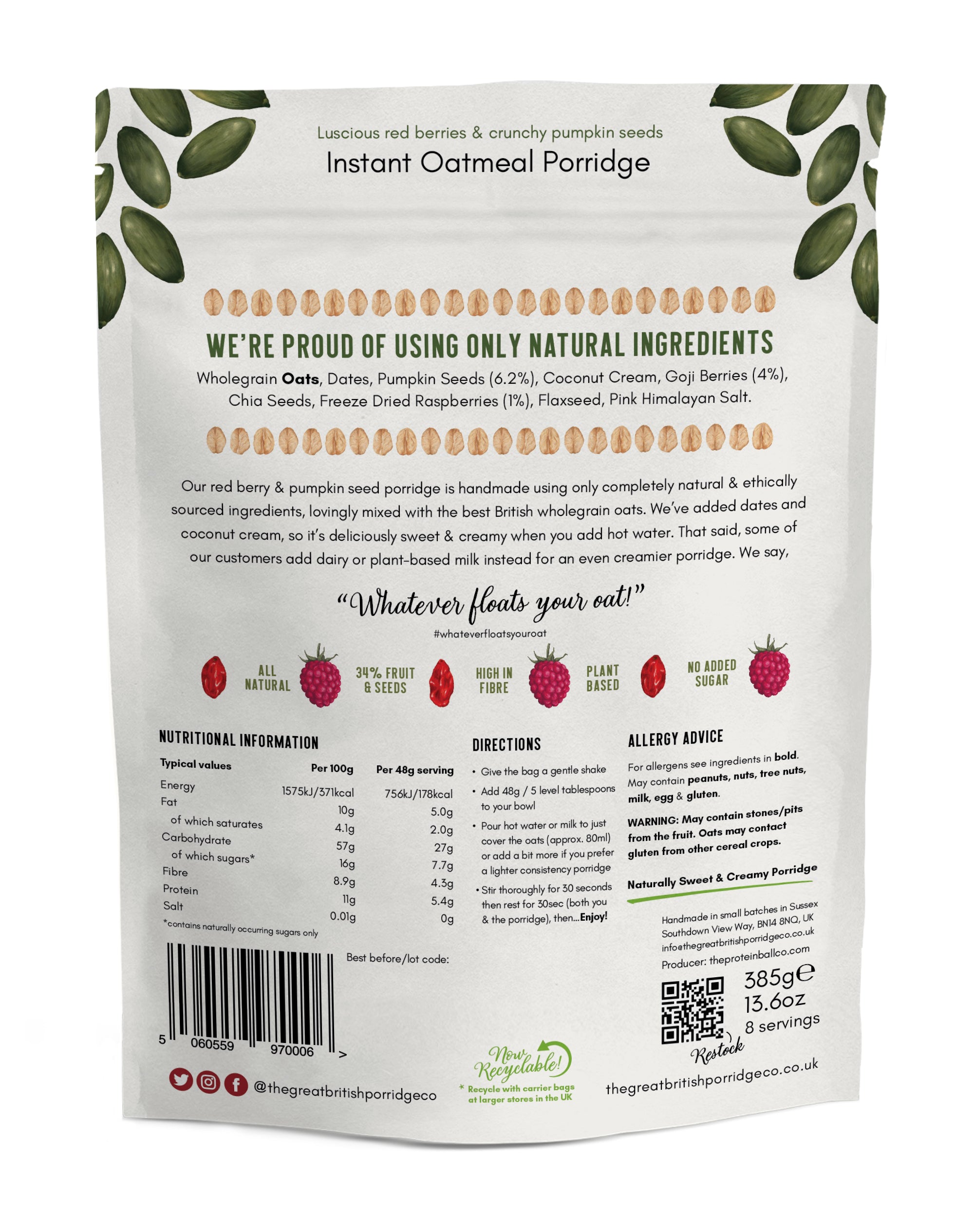 Red Berry & Pumpkin Seed Porridge Pouch